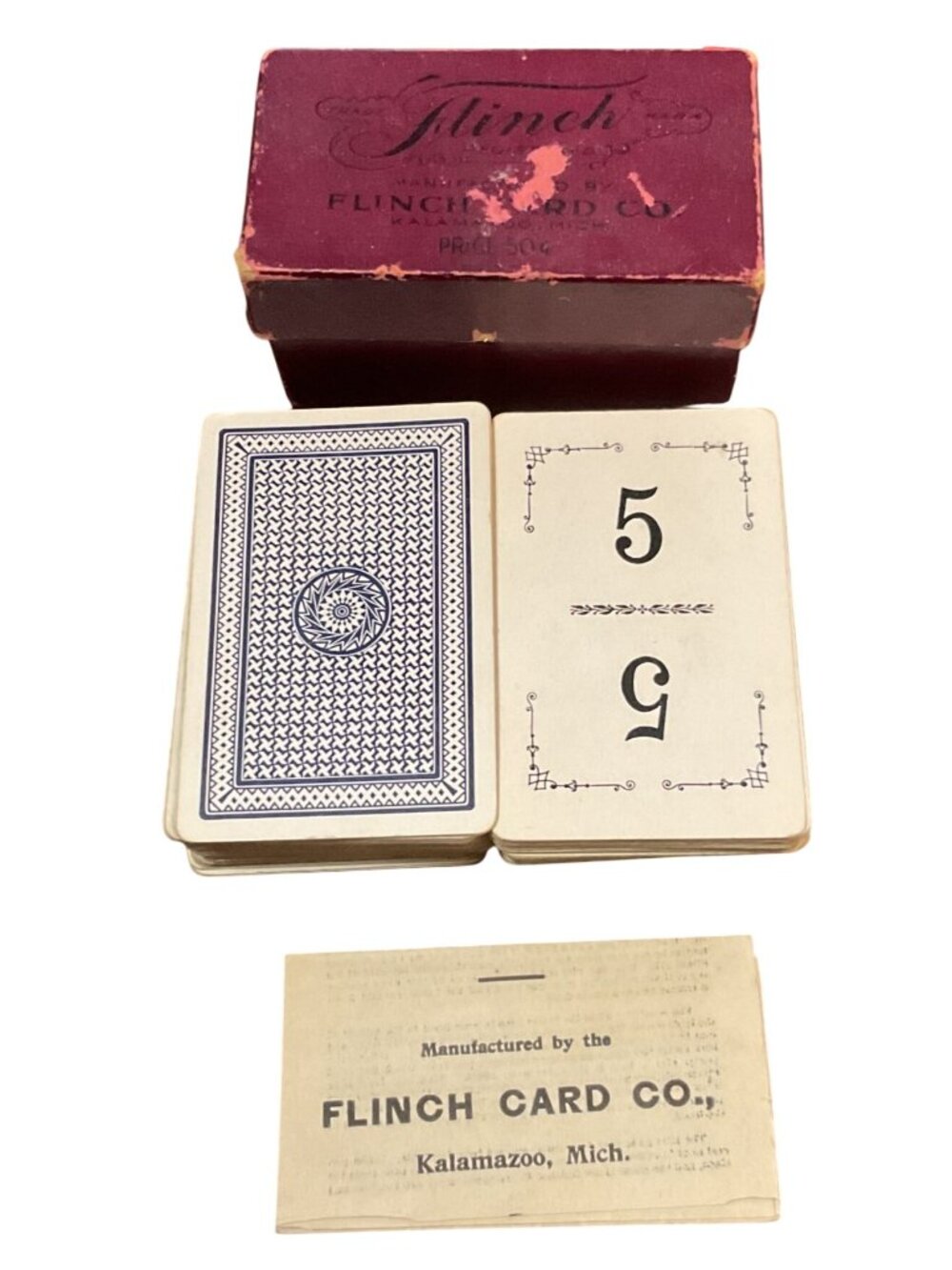 Antique Flinch Parlor Card Game 1913 Complete Set Original Box & Instructions